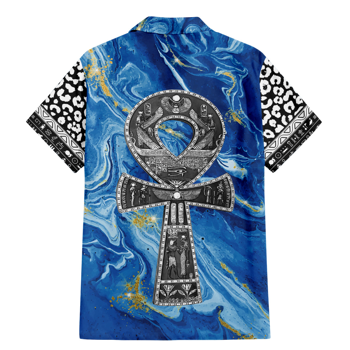 Ankh On Blue Family Matching Mermaid Dress and Hawaiian Shirt Pan African - Wonder Print Shop