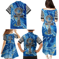 Ankh On Blue Family Matching Puletasi and Hawaiian Shirt Pan African - Wonder Print Shop