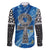 Ankh On Blue Family Matching Short Sleeve Bodycon Dress and Hawaiian Shirt Pan African - Wonder Print Shop