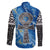 Ankh On Blue Family Matching Short Sleeve Bodycon Dress and Hawaiian Shirt Pan African - Wonder Print Shop