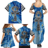 Ankh On Blue Family Matching Summer Maxi Dress and Hawaiian Shirt Pan African - Wonder Print Shop
