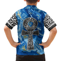 Ankh On Blue Family Matching Tank Maxi Dress and Hawaiian Shirt Pan African - Wonder Print Shop
