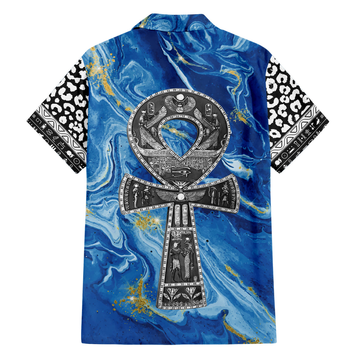 Ankh On Blue Hawaiian Shirt Pan African - Wonder Print Shop