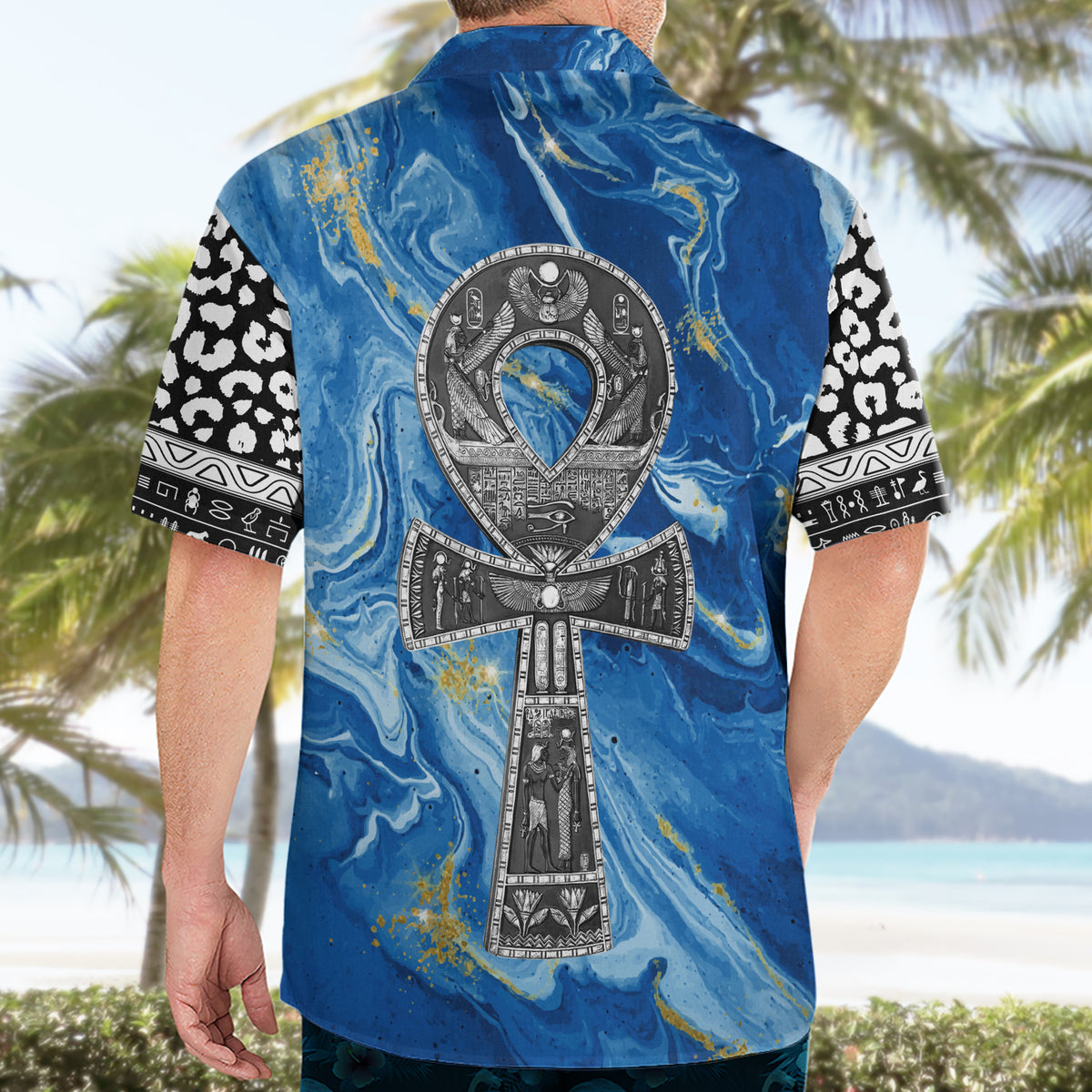 Ankh On Blue Hawaiian Shirt Pan African - Wonder Print Shop