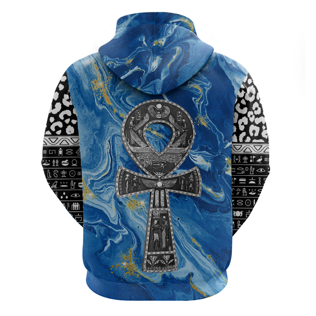 Ankh On Blue Hoodie Pan African - Wonder Print Shop