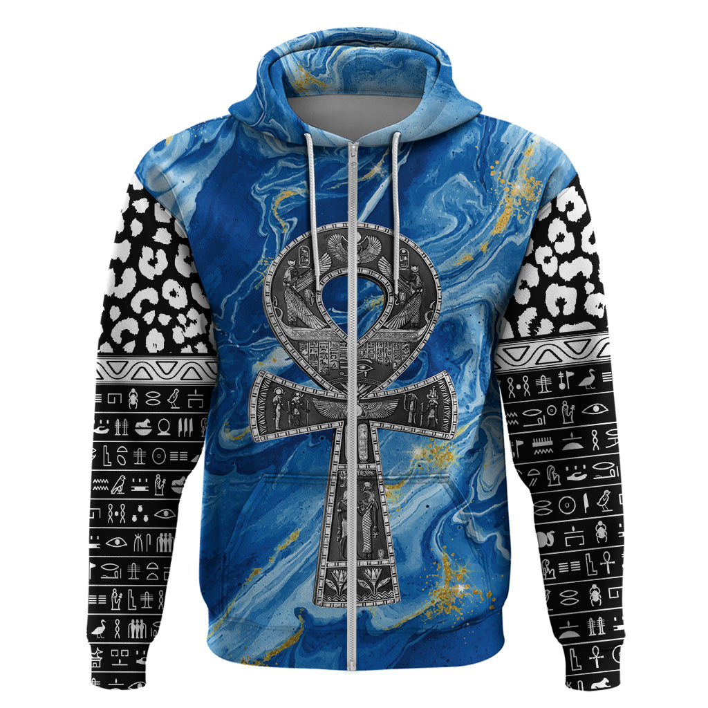 Ankh On Blue Hoodie Pan African - Wonder Print Shop