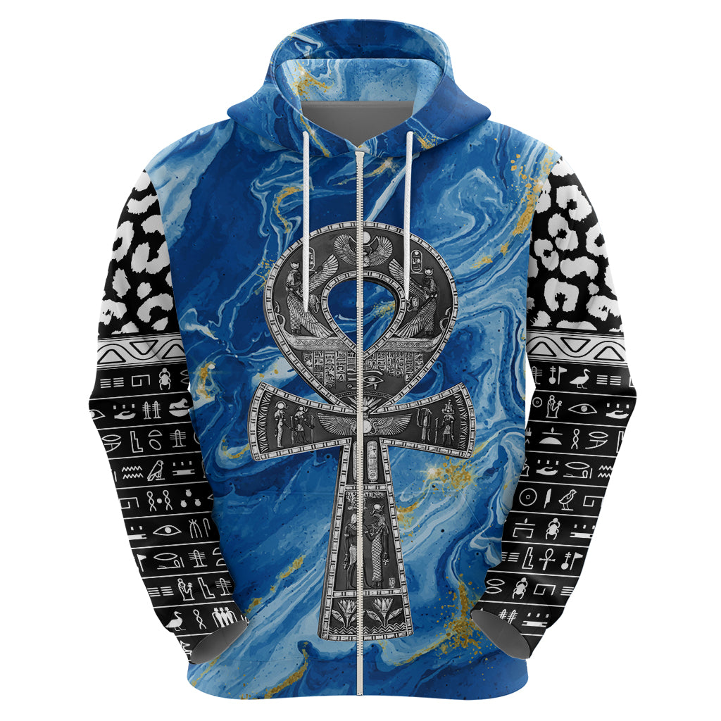 Ankh On Blue Hoodie Pan African - Wonder Print Shop