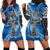 Ankh On Blue Hoodie Dress Pan African - Wonder Print Shop