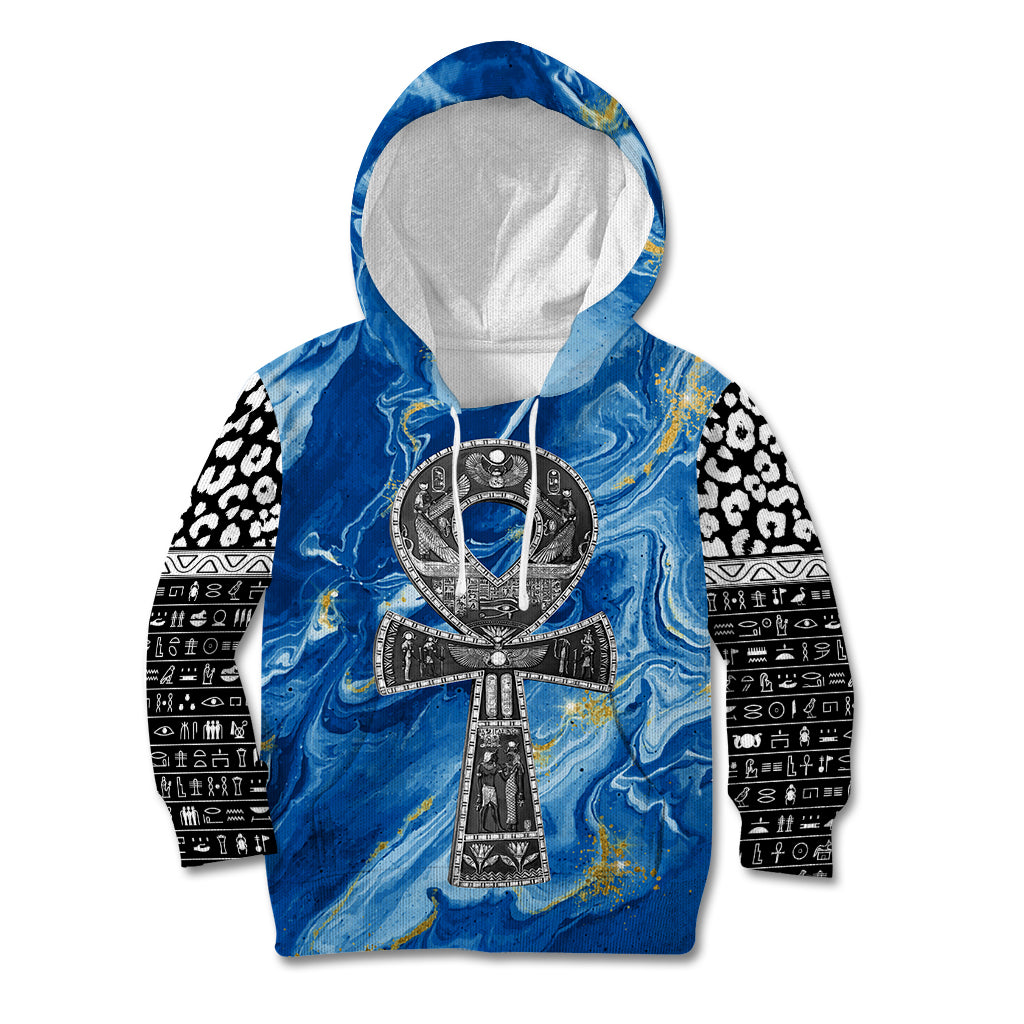 Ankh On Blue Kid Hoodie Pan African - Wonder Print Shop
