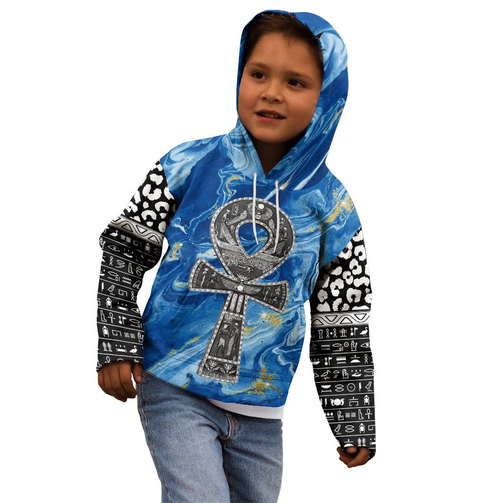 Ankh On Blue Kid Hoodie Pan African - Wonder Print Shop