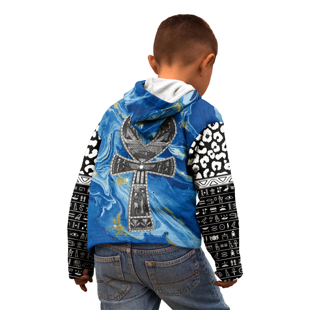 Ankh On Blue Kid Hoodie Pan African - Wonder Print Shop