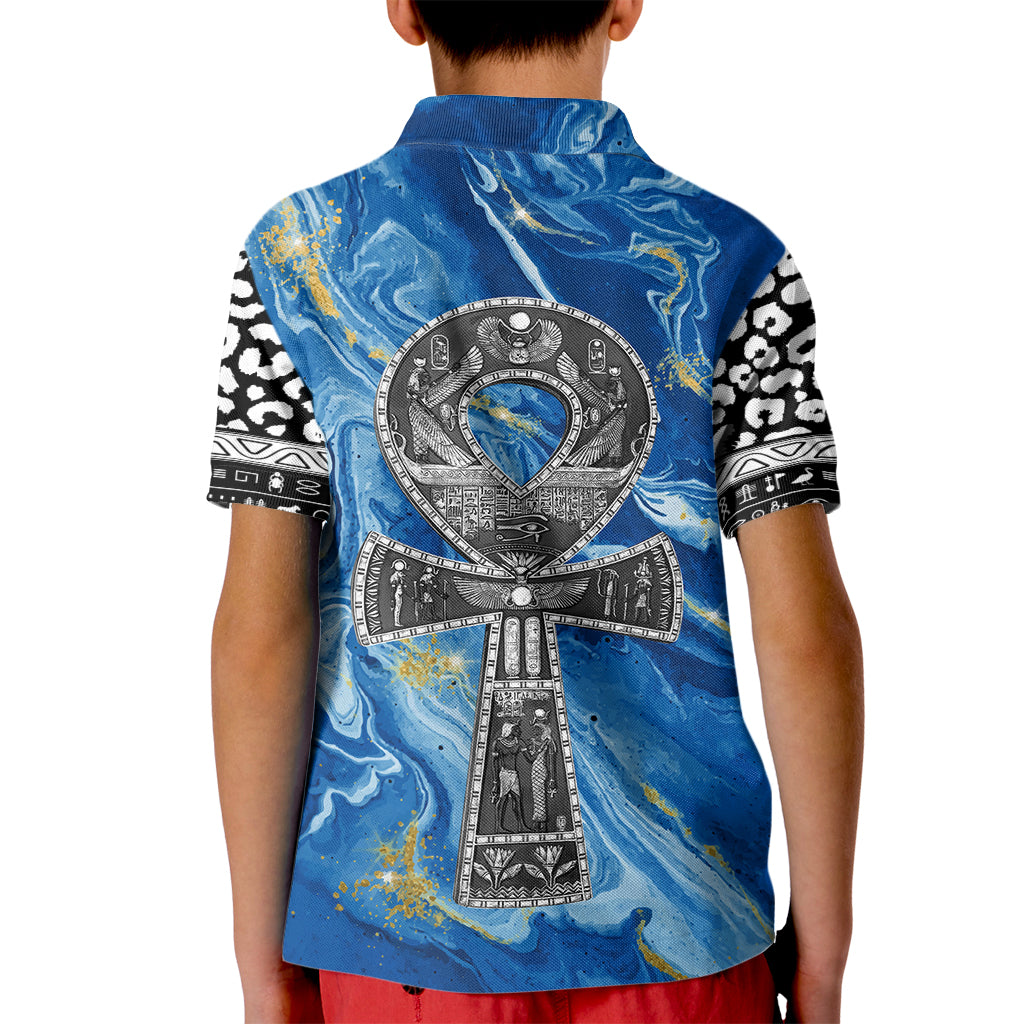 Ankh On Blue Kid Polo Shirt Pan African - Wonder Print Shop