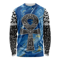 Ankh On Blue Long Sleeve Shirt Pan African - Wonder Print Shop