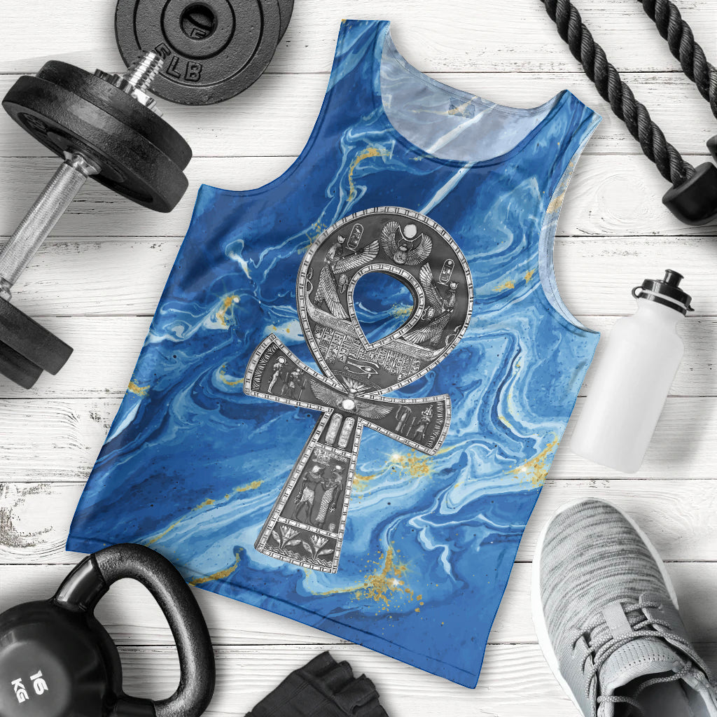 Ankh On Blue Men Tank Top Pan African - Wonder Print Shop
