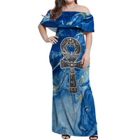 Ankh On Blue Off Shoulder Maxi Dress Pan African - Wonder Print Shop