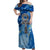 Ankh On Blue Off Shoulder Maxi Dress Pan African - Wonder Print Shop