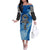 Ankh On Blue Off The Shoulder Long Sleeve Dress Pan African - Wonder Print Shop