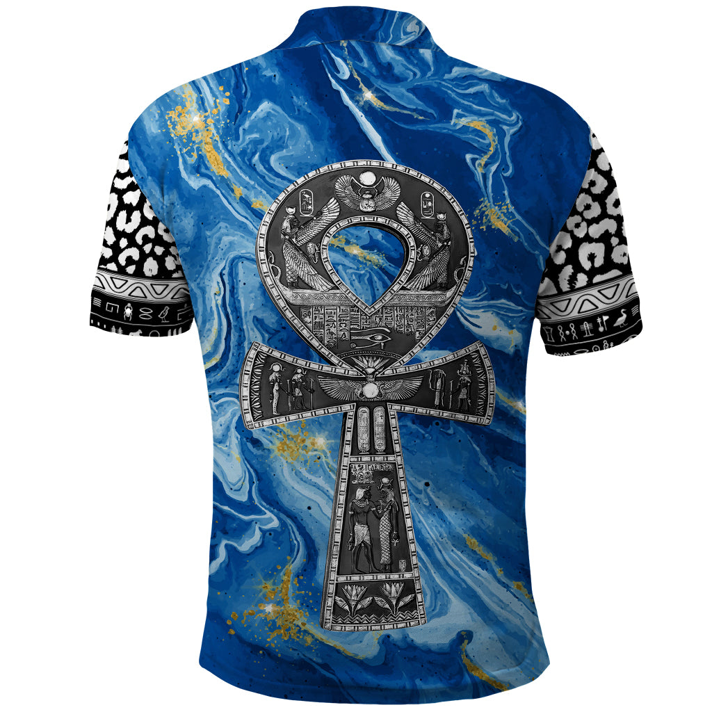Ankh On Blue Polo Shirt Pan African - Wonder Print Shop