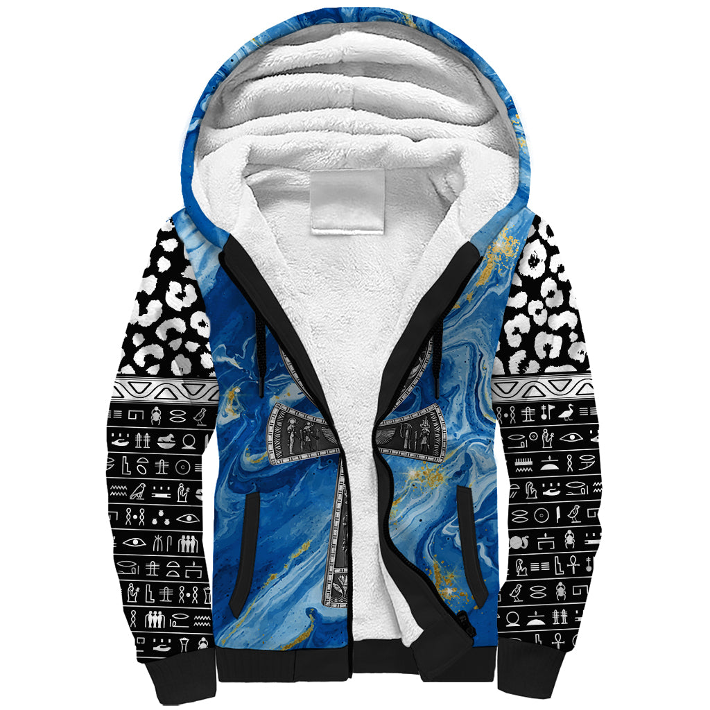Ankh On Blue Sherpa Hoodie Pan African - Wonder Print Shop