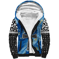 Ankh On Blue Sherpa Hoodie Pan African - Wonder Print Shop