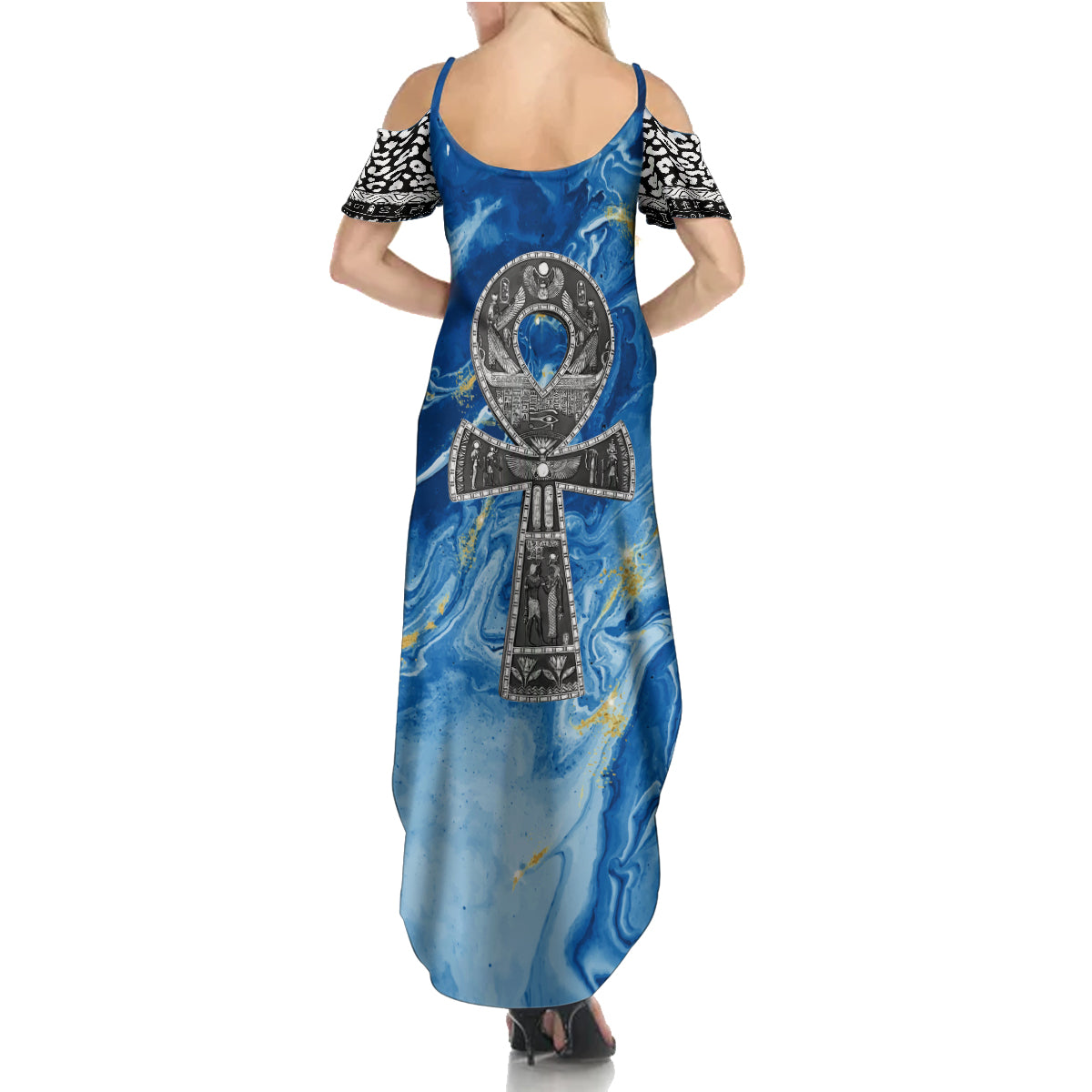 Ankh On Blue Summer Maxi Dress Pan African - Wonder Print Shop