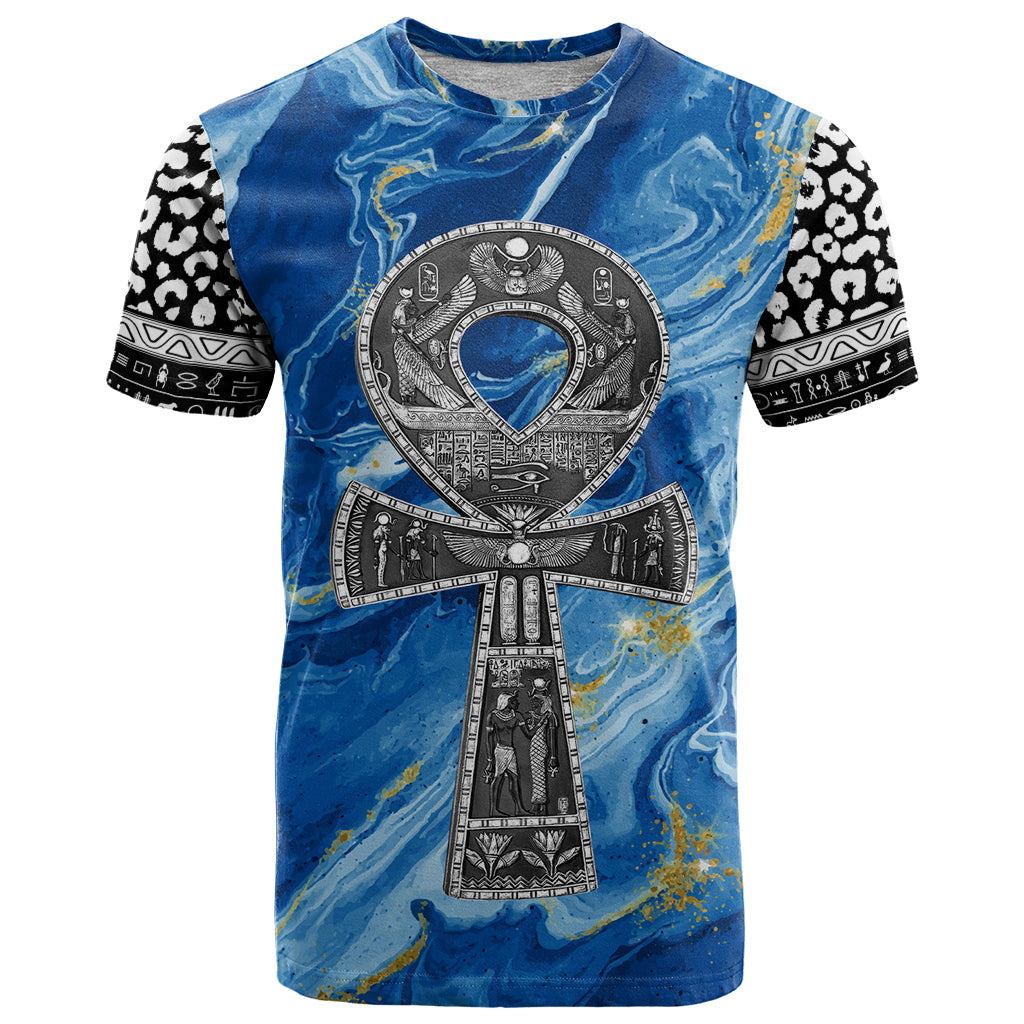 Ankh On Blue T Shirt Pan African - Wonder Print Shop