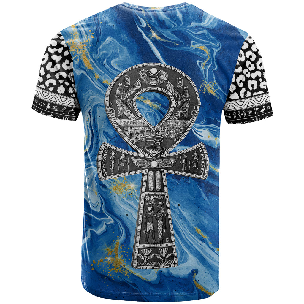 Ankh On Blue T Shirt Pan African - Wonder Print Shop