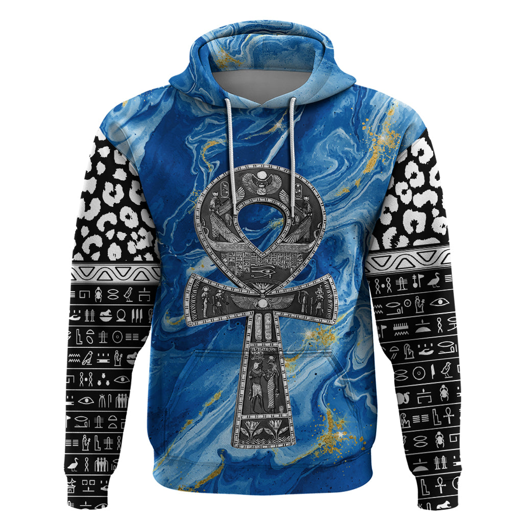Ankh On Blue Zip Hoodie Pan African - Wonder Print Shop