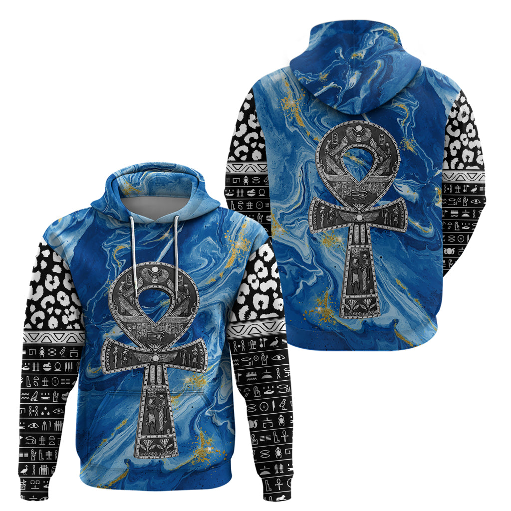Ankh On Blue Zip Hoodie Pan African - Wonder Print Shop