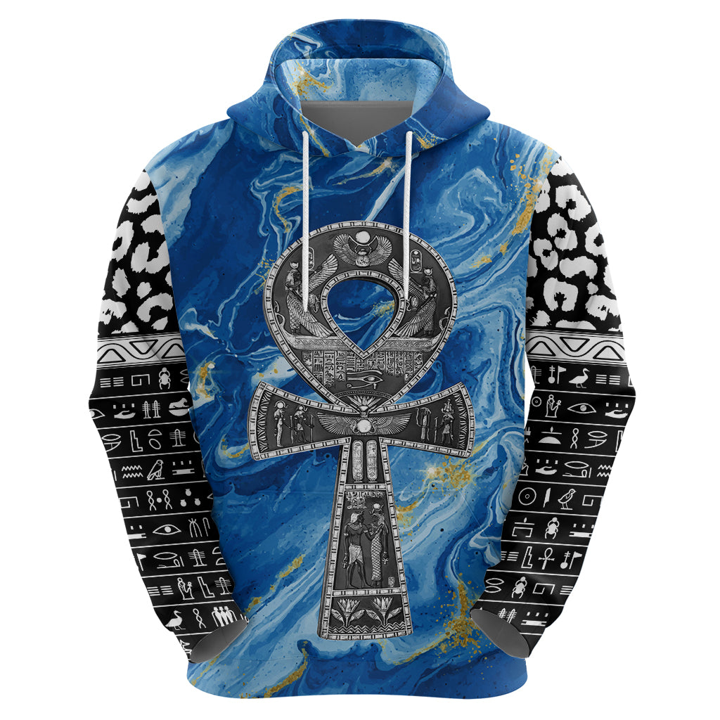 Ankh On Blue Zip Hoodie Pan African - Wonder Print Shop