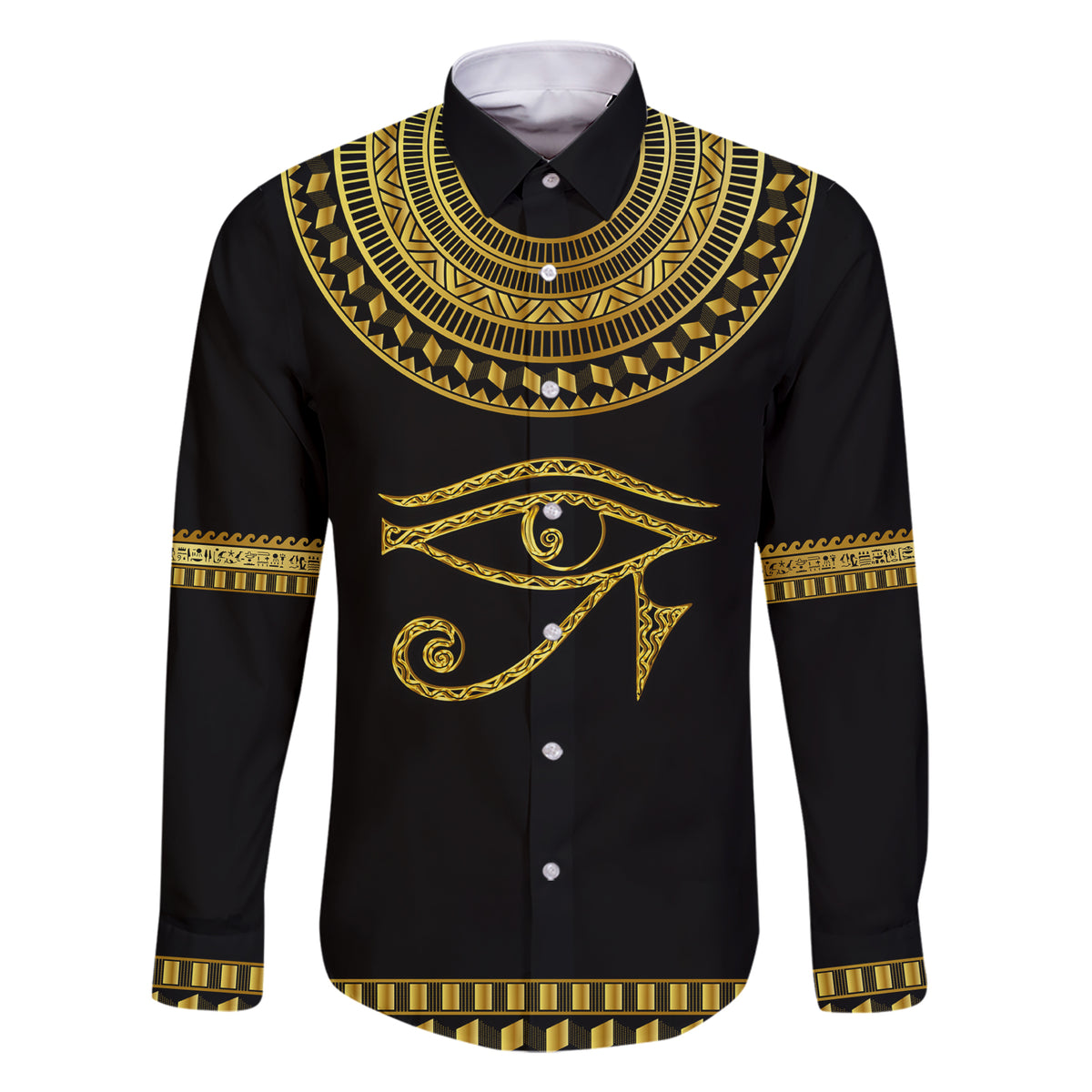 Eyes Of Horus Family Matching Short Sleeve Bodycon Dress and Hawaiian Shirt Egyptian Art - Wonder Print Shop