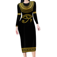 Eyes Of Horus Long Sleeve Bodycon Dress Egyptian Art - Wonder Print Shop