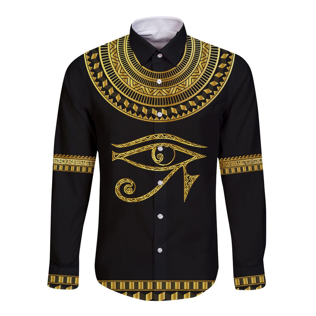 Eyes Of Horus Long Sleeve Button Shirt Egyptian Art - Wonder Print Shop