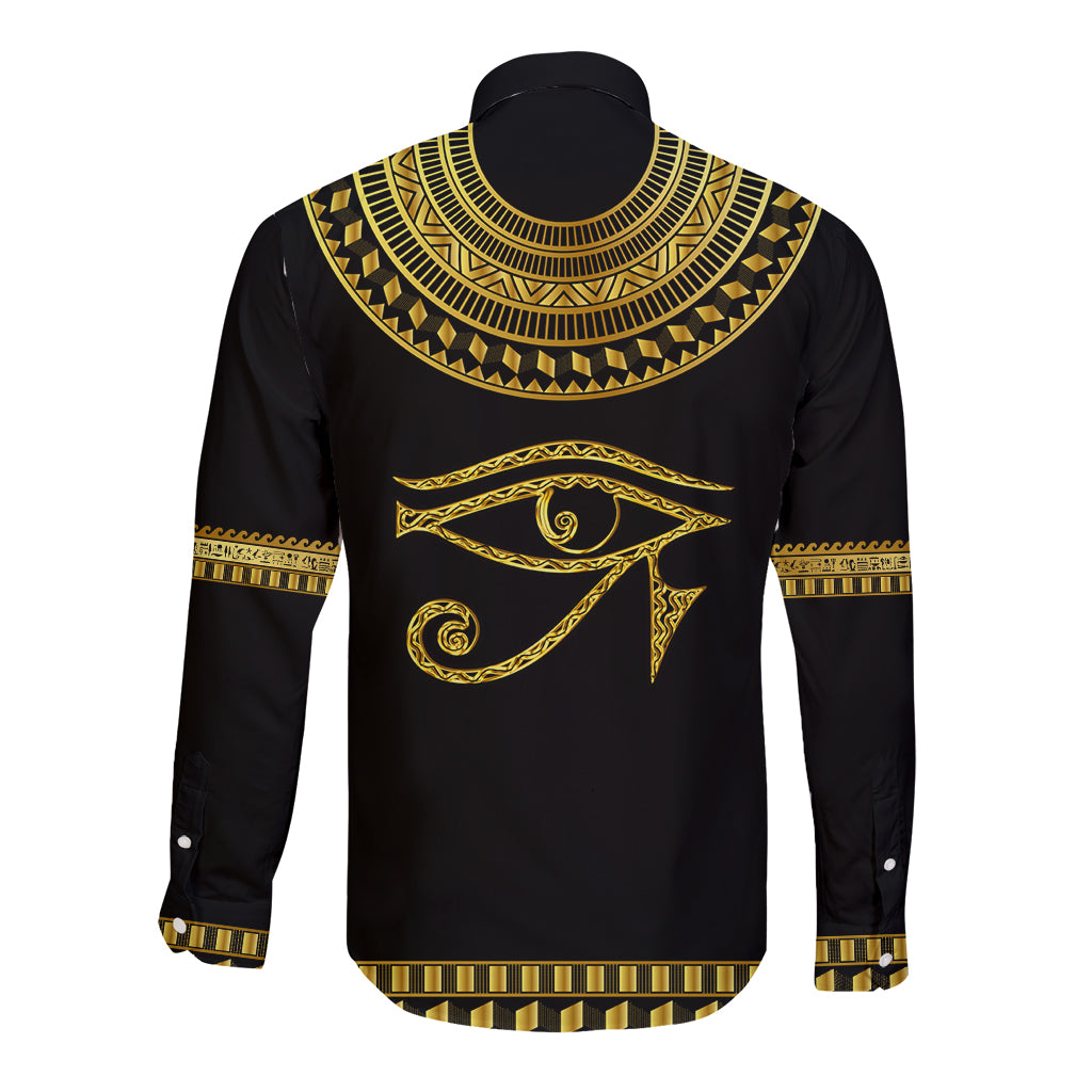 Eyes Of Horus Long Sleeve Button Shirt Egyptian Art - Wonder Print Shop