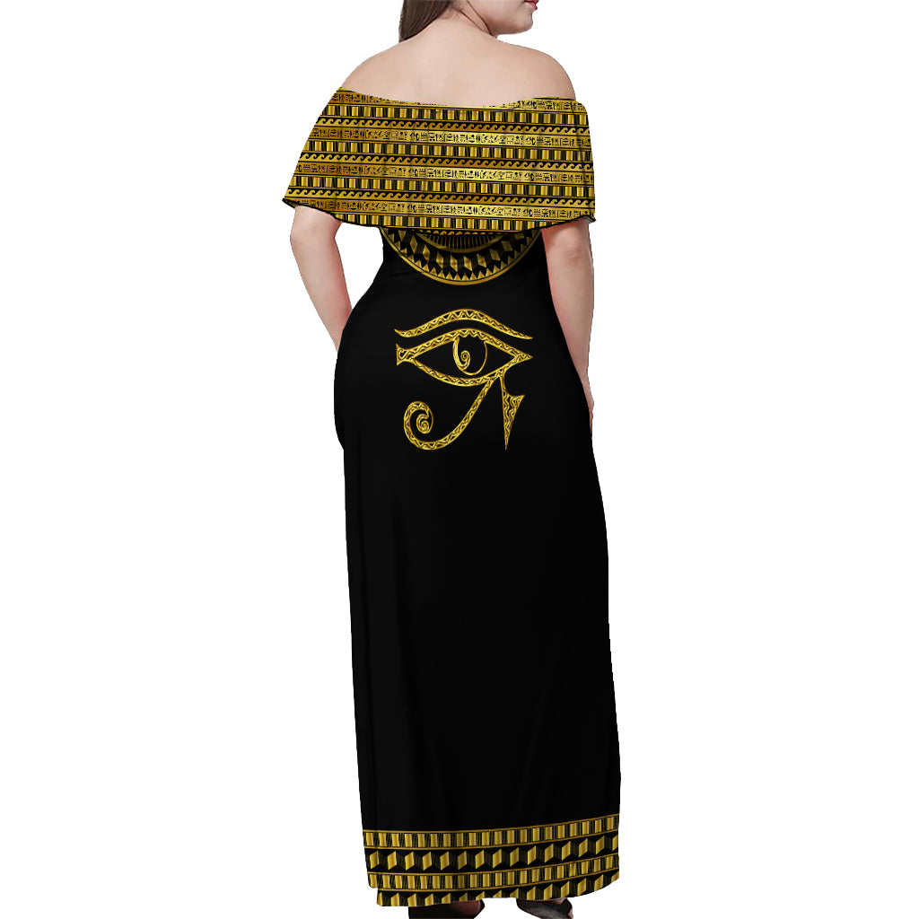 Eyes Of Horus Off Shoulder Maxi Dress Egyptian Art - Wonder Print Shop