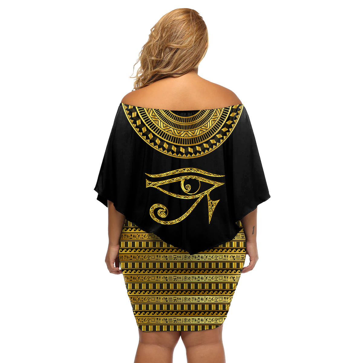 Eyes Of Horus Off Shoulder Short Dress Egyptian Art - Wonder Print Shop