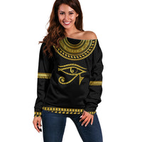 Eyes Of Horus Off Shoulder Sweater Egyptian Art - Wonder Print Shop