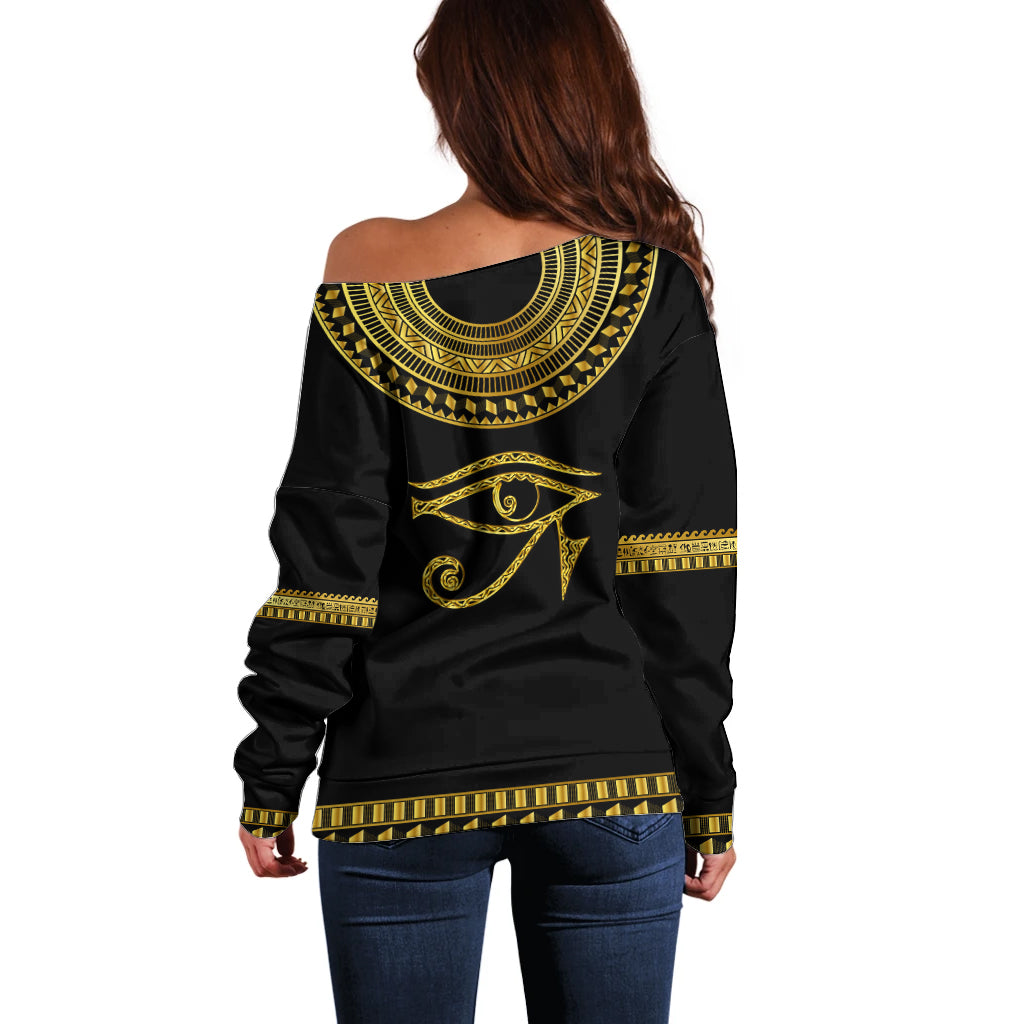 Eyes Of Horus Off Shoulder Sweater Egyptian Art - Wonder Print Shop