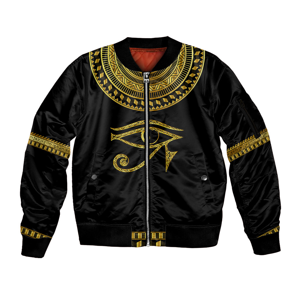 Eyes Of Horus Sleeve Zip Bomber Jacket Egyptian Art - Wonder Print Shop