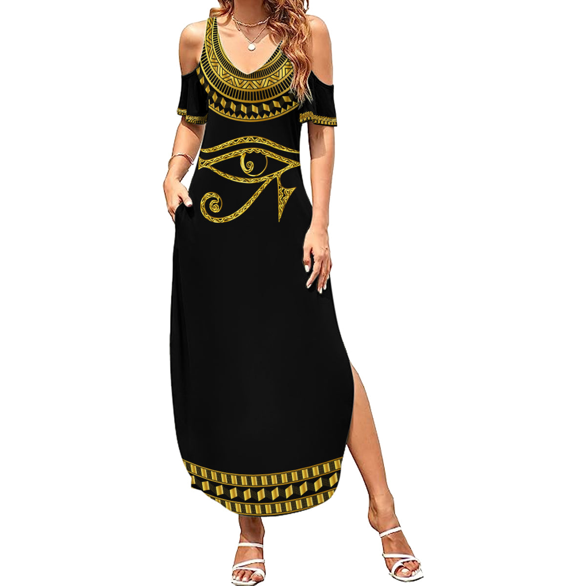 Eyes Of Horus Summer Maxi Dress Egyptian Art - Wonder Print Shop