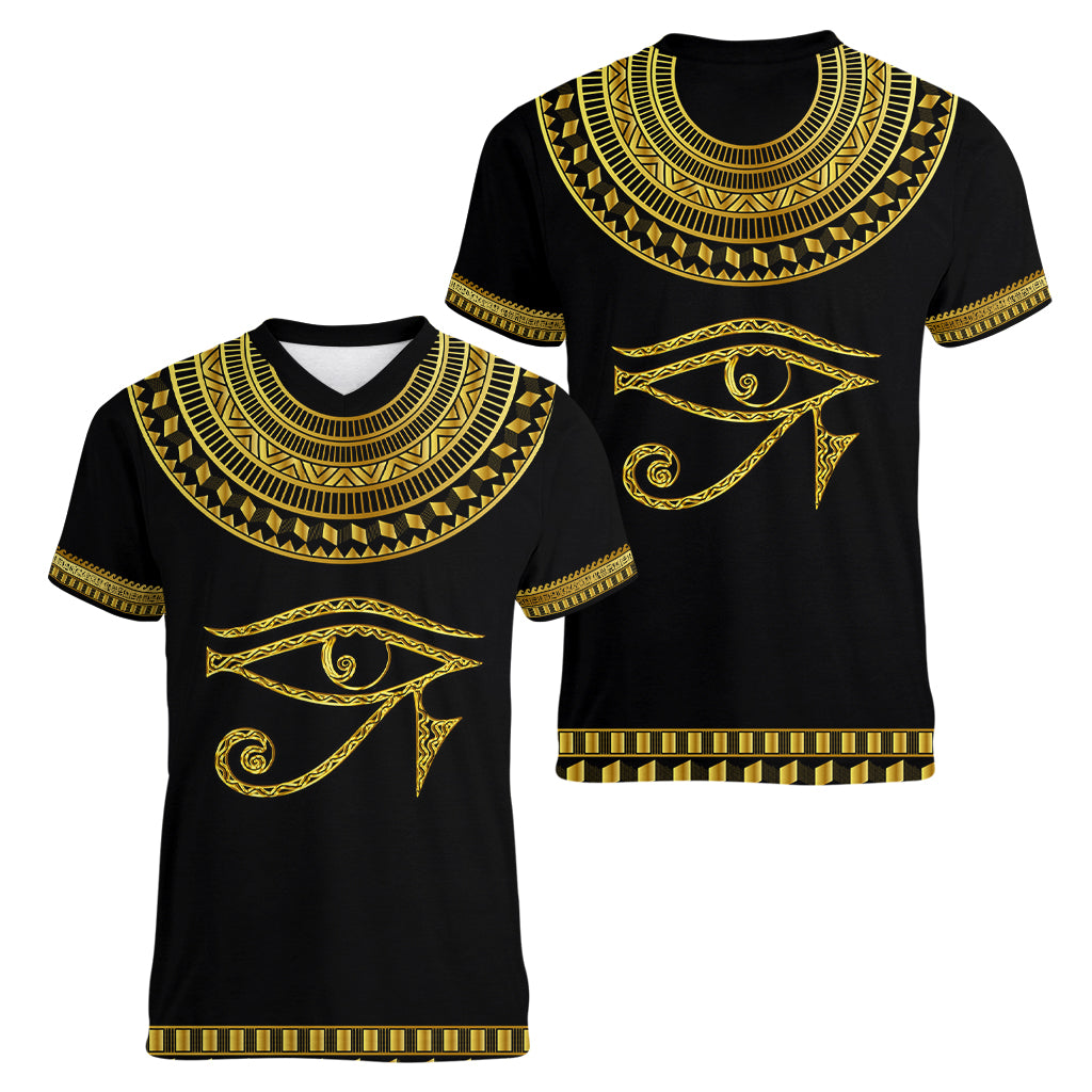 Eyes Of Horus Women V Neck T Shirt Egyptian Art - Wonder Print Shop