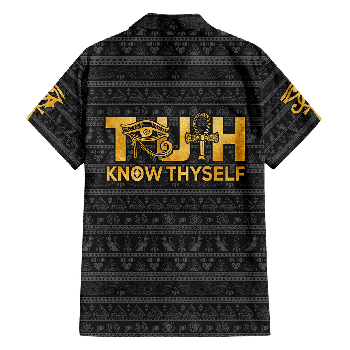 Personalized Truth Know Thyself Family Matching Short Sleeve Bodycon Dress and Hawaiian Shirt Eye of Horus and Ankh - Wonder Print Shop