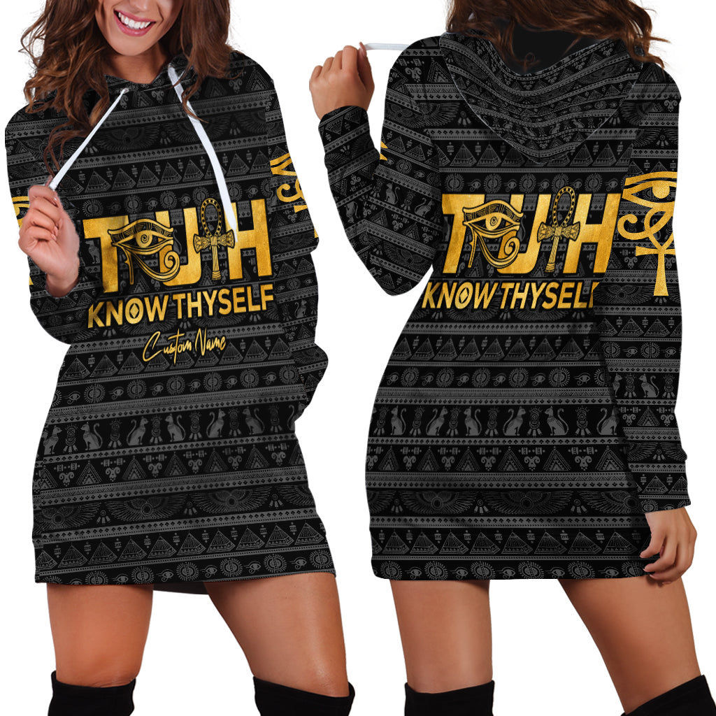 Personalized Truth Know Thyself Hoodie Dress Eye of Horus and Ankh - Wonder Print Shop