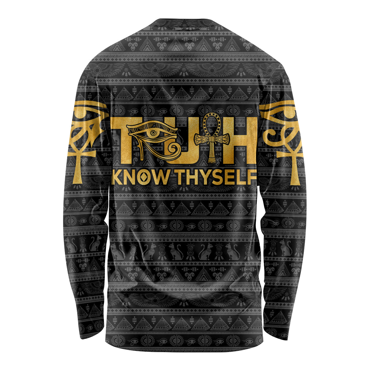 Personalized Truth Know Thyself Long Sleeve Shirt Eye of Horus and Ankh - Wonder Print Shop