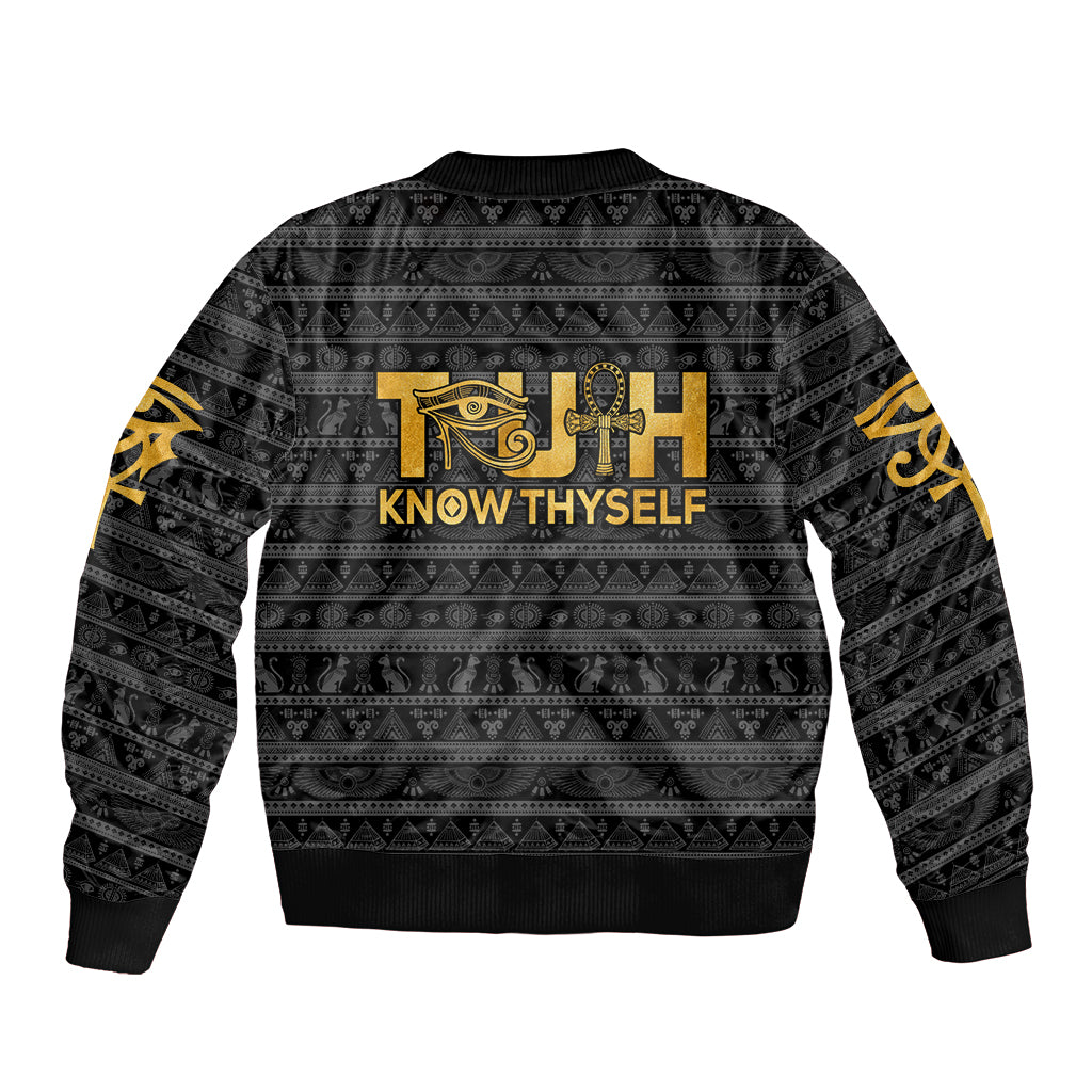 Personalized Truth Know Thyself Sleeve Zip Bomber Jacket Eye of Horus and Ankh - Wonder Print Shop