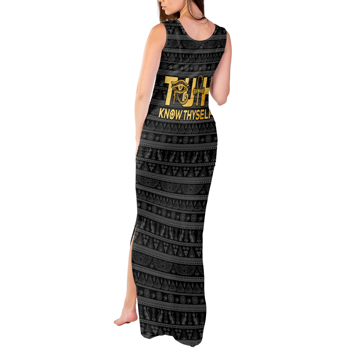 Personalized Truth Know Thyself Tank Maxi Dress Eye of Horus and Ankh - Wonder Print Shop