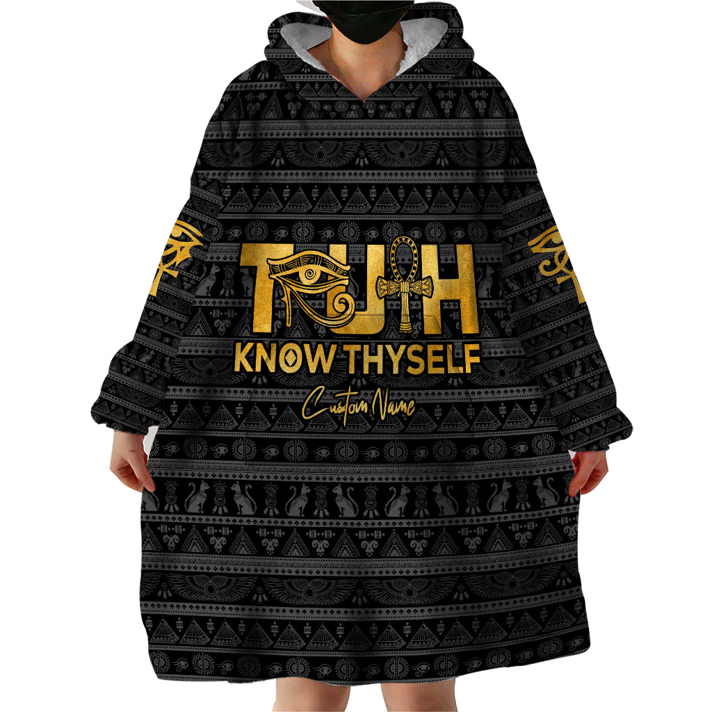 Personalized Truth Know Thyself Wearable Blanket Hoodie Eye of Horus and Ankh - Wonder Print Shop