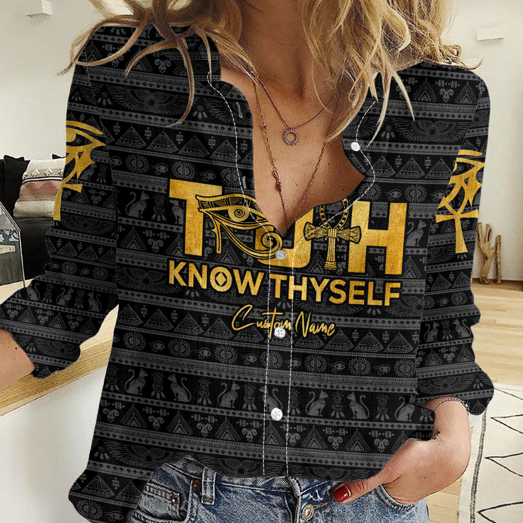 Personalized Truth Know Thyself Women Casual Shirt Eye of Horus and Ankh - Wonder Print Shop
