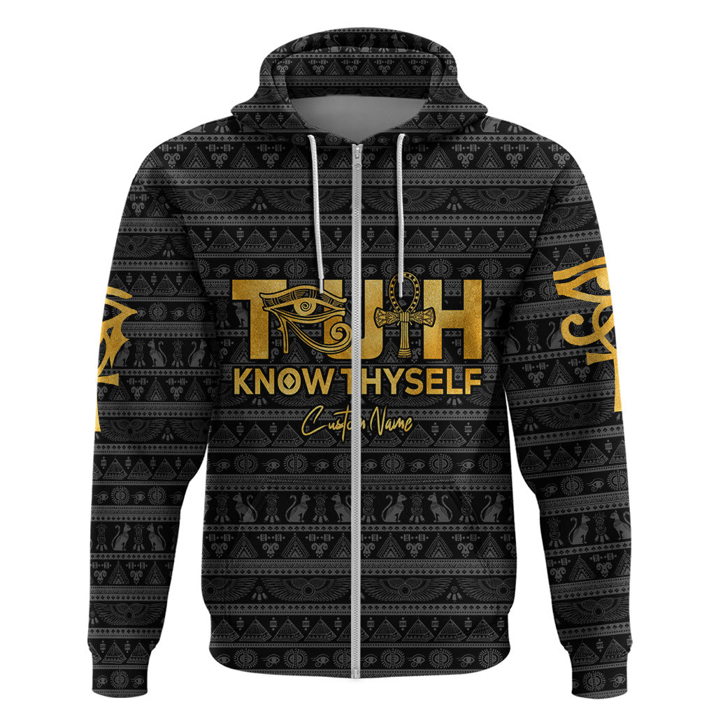 Personalized Truth Know Thyself Zip Hoodie Eye of Horus and Ankh - Wonder Print Shop