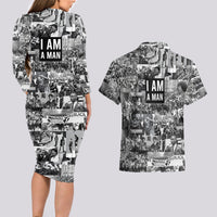 Black Power Couples Matching Long Sleeve Bodycon Dress and Hawaiian Shirt African American Culture - Wonder Print Shop